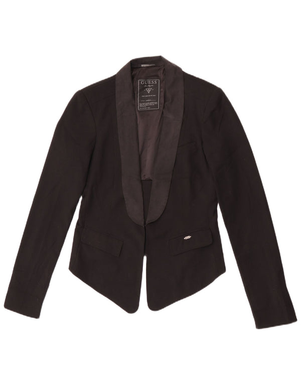 Guess Womens Crop Blazer Jacket UK 12 Medium Black Polyester