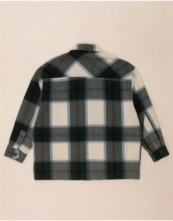 Zara Womens Shacket Oversized Flannel Shirt UK 6 XS Green Plaid