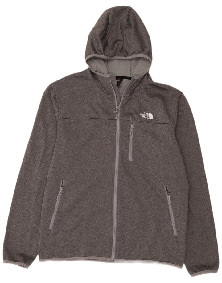 Męski sweter z kapturem i zamkiem błyskawicznym The North Face, duży, szary, poliestrowy