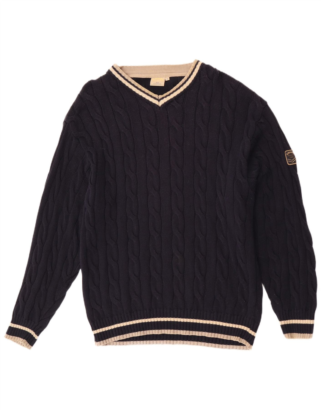 Sweter męski Camel Active z dekoltem w szpic, średni granatowy, bawełniany