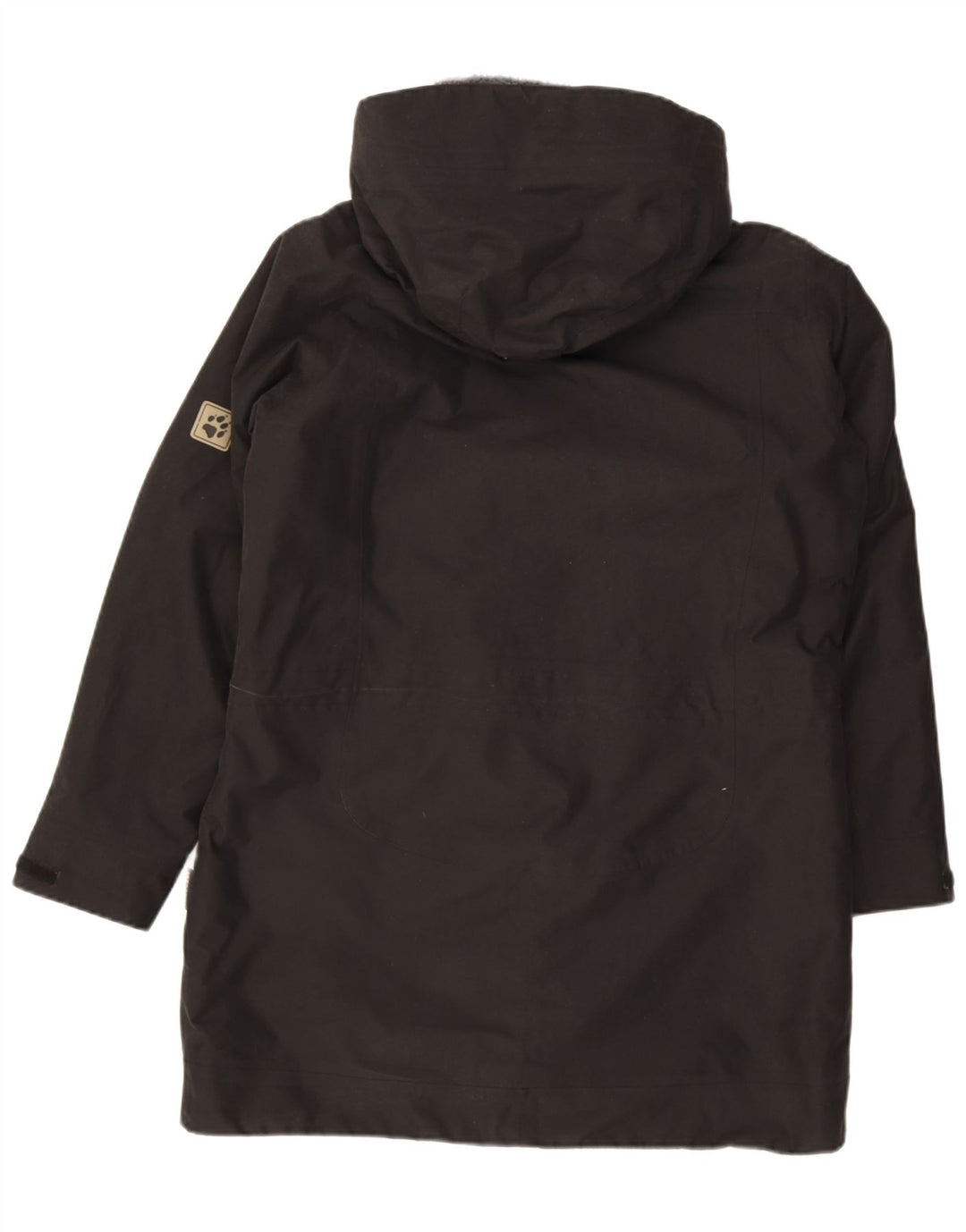 Damski płaszcz wiatrówkowy Jack Wolfskin z kapturem UK 16, duży, czarny poliester