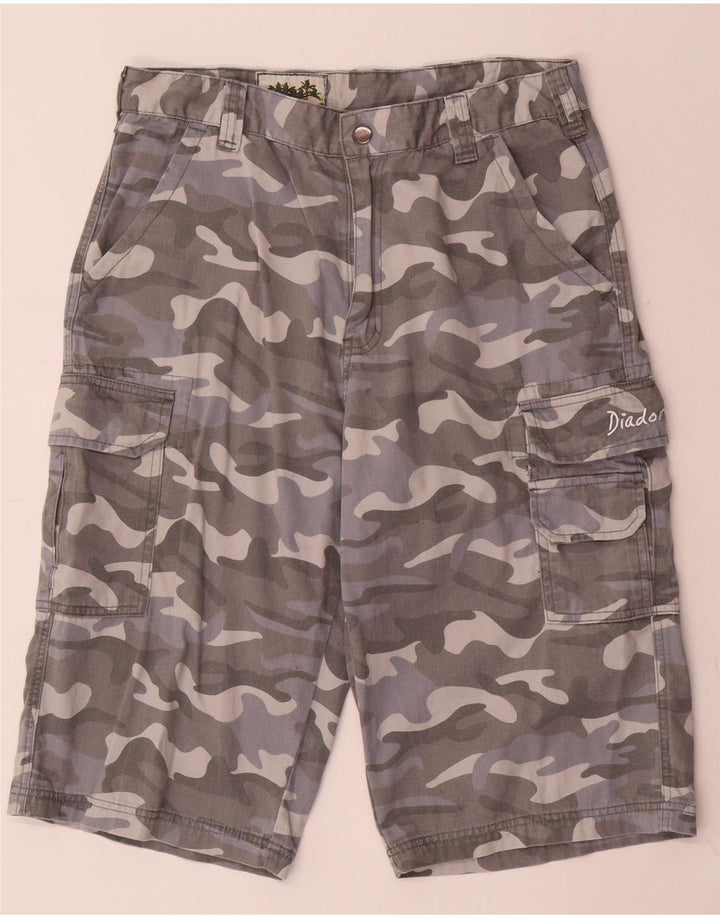 Męskie spodenki cargo Diadora W34, duże, szare, bawełniane w kamuflażu