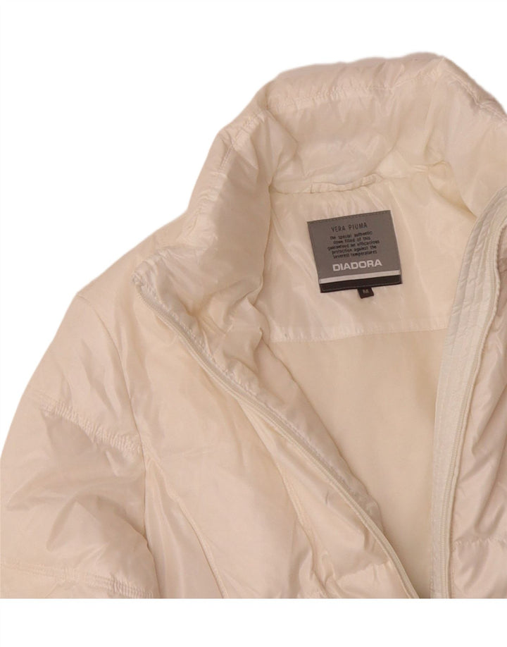 DIADORA Womens Padded Jacket UK 14 Medium White Polyester Vintage Diadora and Second-Hand Diadora from Messina Hembry 