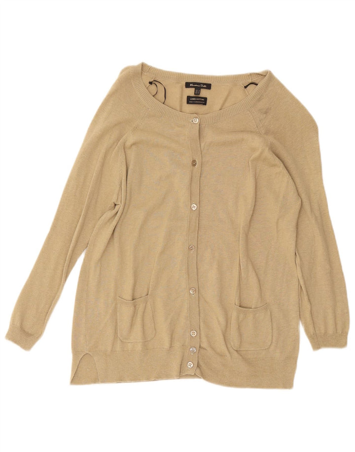 MASSIMO DUTTI Womens Crop Cardigan Sweater UK 12 Medium Green Linen