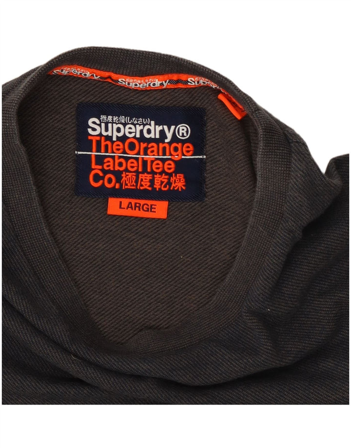 Męski top Superdry z długim rękawem, duży, szary, bawełniany