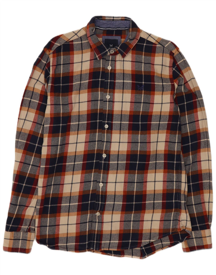 Crew Clothing Męska koszula flanelowa, średnia, granatowa, bawełniana w kratkę