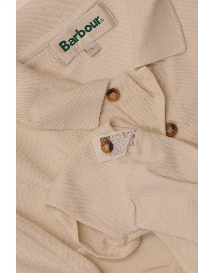 Męska koszulka polo Barbour, duża, bawełniana w kolorze złamanej bieli