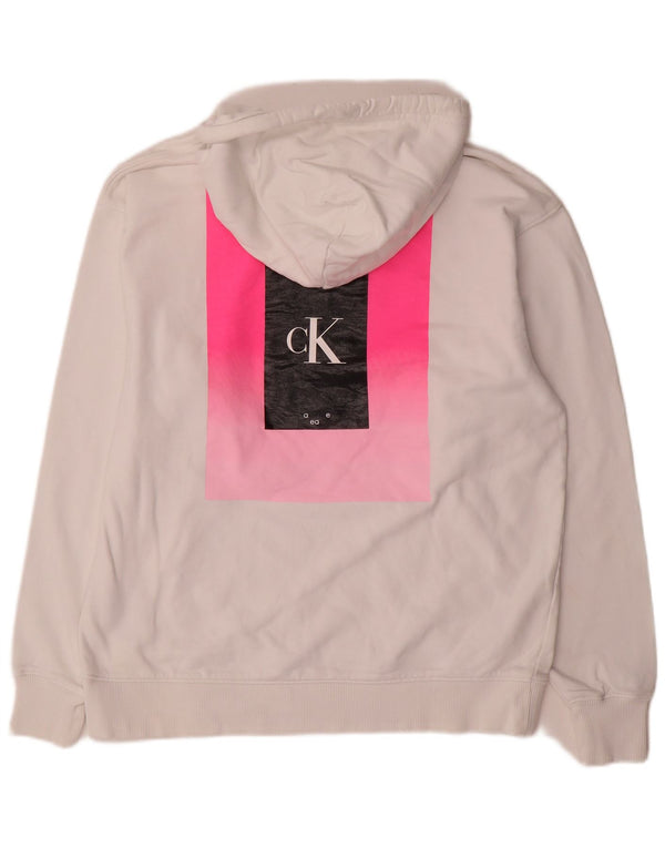 Damska bluza z kapturem Calvin Klein Jeans Graphic Oversize UK 10 Small White
