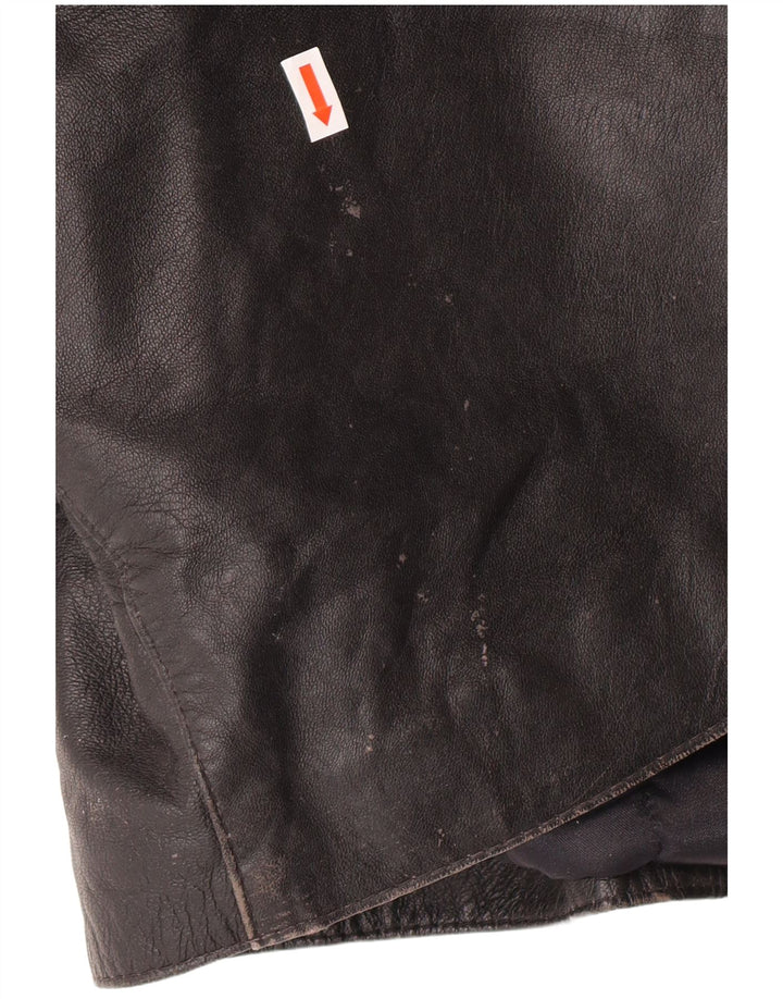 Vintage Womens Oversized Leather Coat IT 40 Small Black Leather