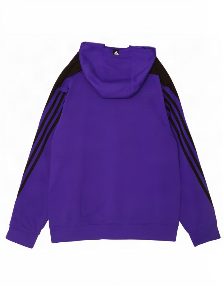 Adidas Męski sweter z kapturem, duży, fioletowy, poliester z blokami kolorów
