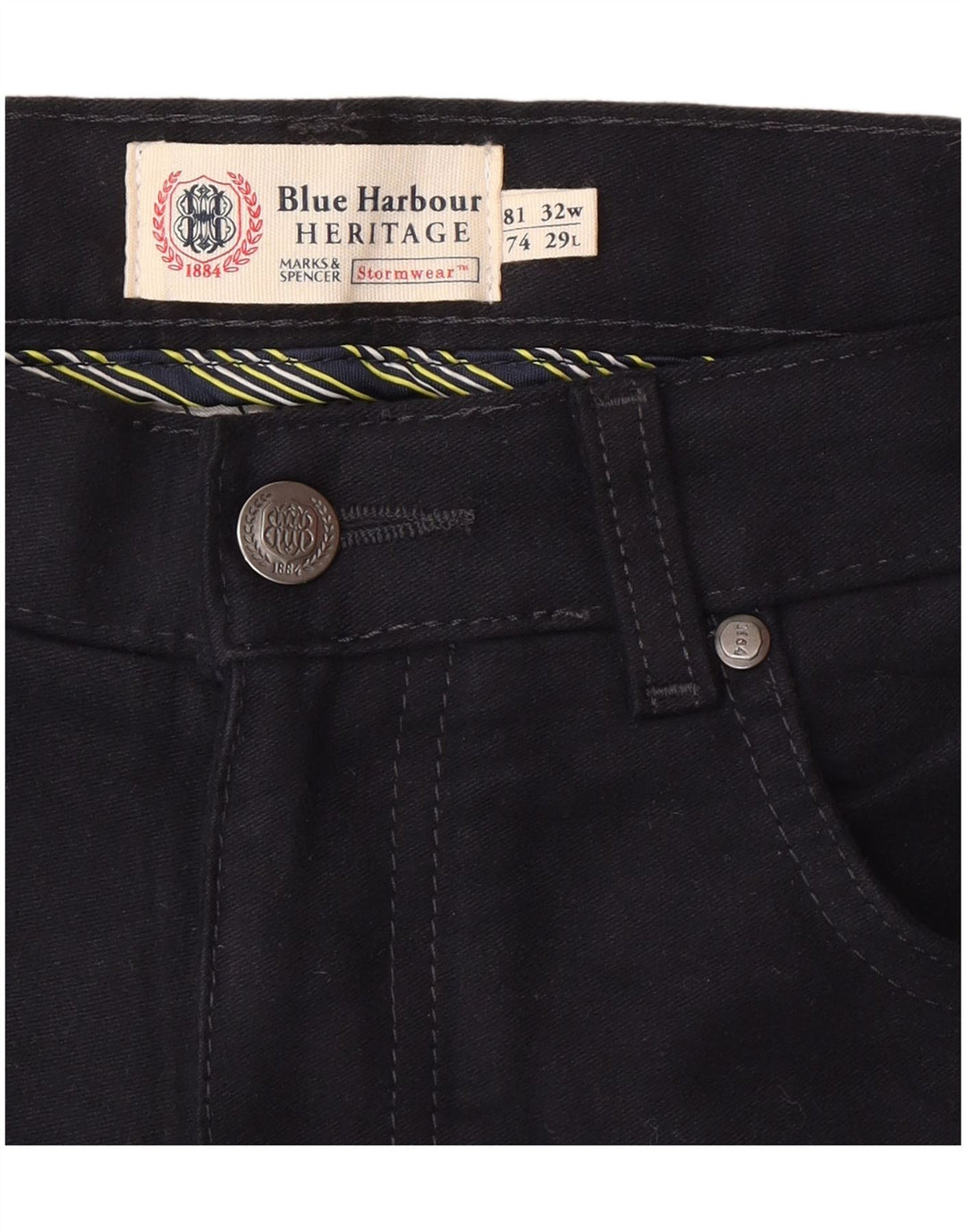 Męskie spodnie casual Marks & Spencer Blue Harbor W32 L29 granatowe