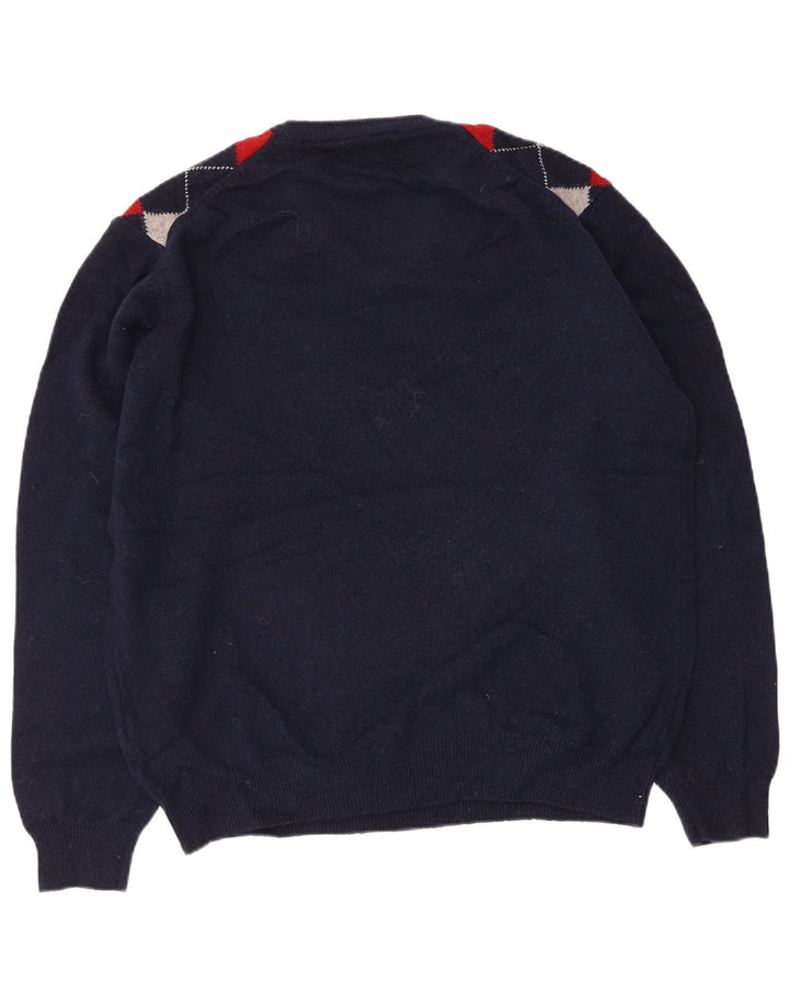 Męski sweter Marks & Spencer Blue Harbor z dekoltem w kształcie litery V, duży, granatowy