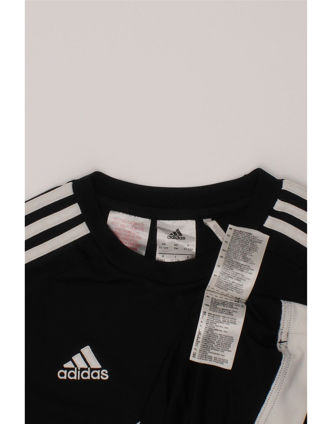 Chłopięcy t-shirt ADIDAS Climalite 11-12 lat, czarny poliester z blokami kolorów
