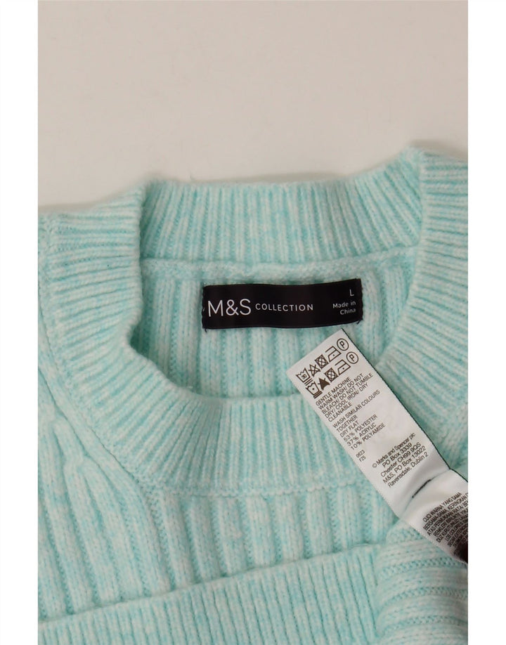 MARKS & SPENCER Damski sweter z okrągłym dekoltem, UK 16, duży, niebieski poliester