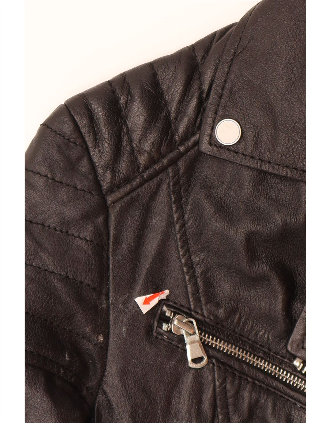 Damska skórzana kurtka motocyklowa BARNEYS US 10, duża czarna skóra