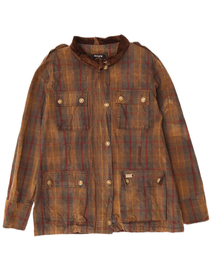 Damska kurtka wojskowa Toggi UK 16, duża, bawełniana w brązową kratę