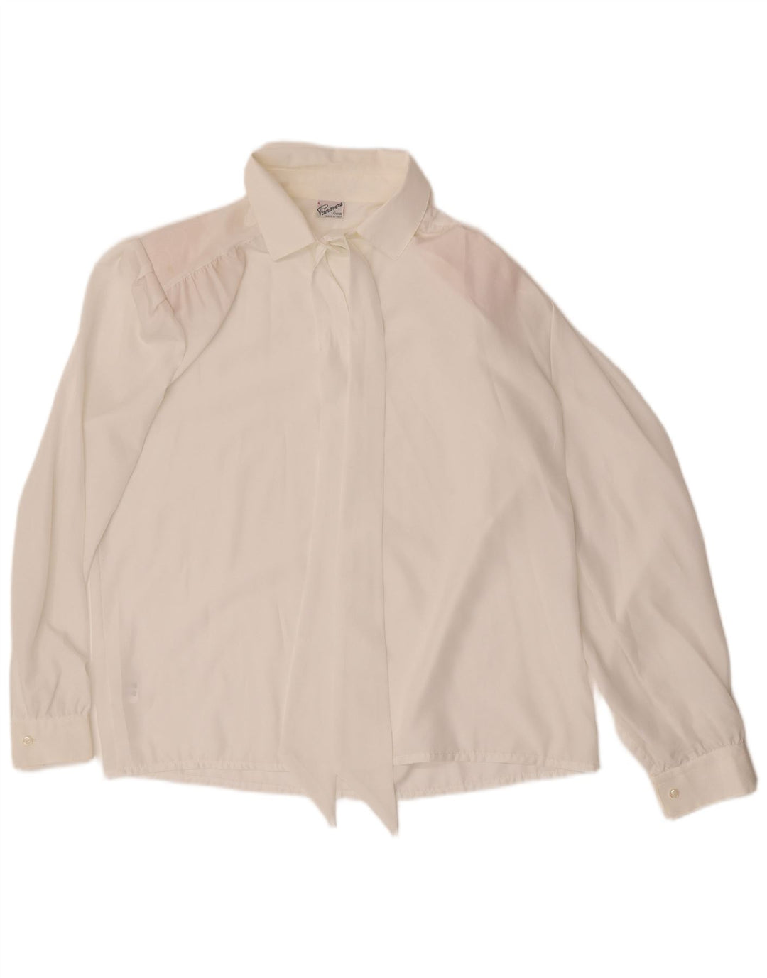 Damska bluzka koszulowa z muszką Primavera Firenze UK 18 XL, biały poliester