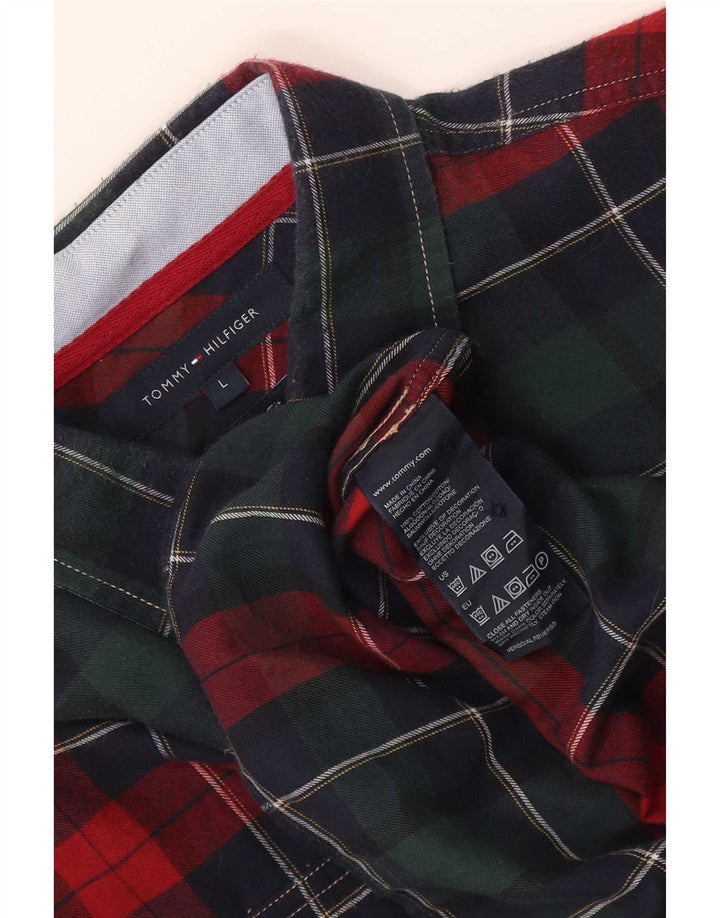 Męska koszula flanelowa Tommy Hilfiger, duża, bawełniana w czerwoną kratę