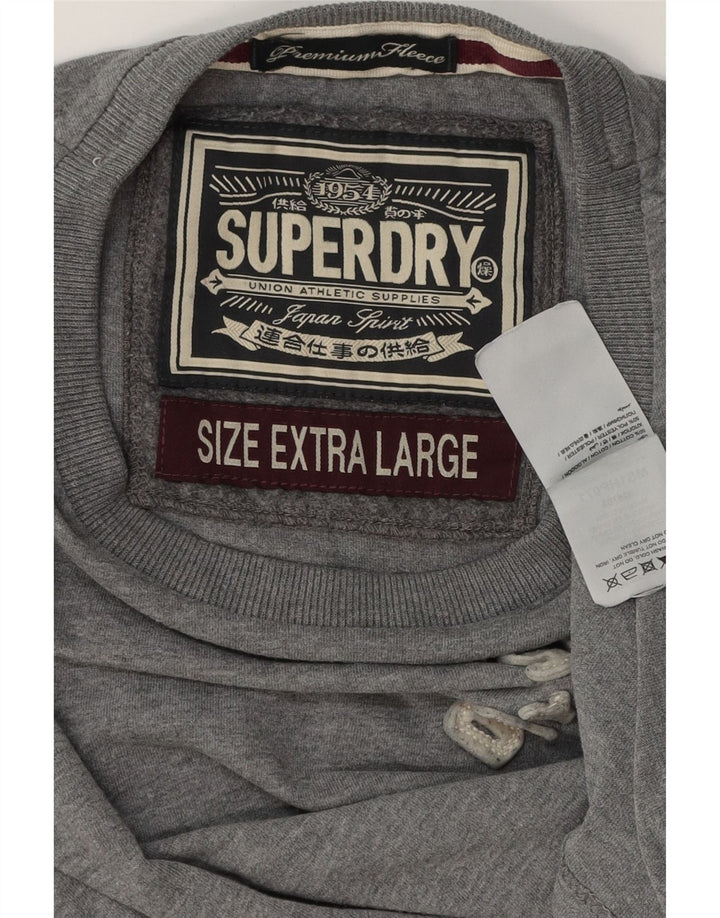 SUPERDRY Męski T-shirt z grafiką, top XL, szara bawełna