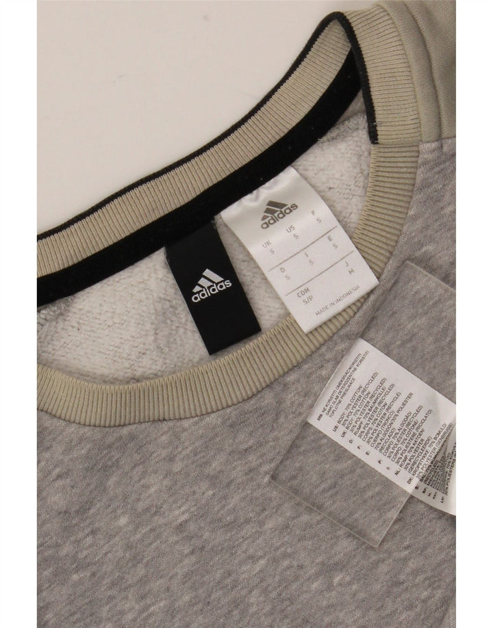Bluza męska Adidas, mała, szara, z blokami kolorów, bawełniana