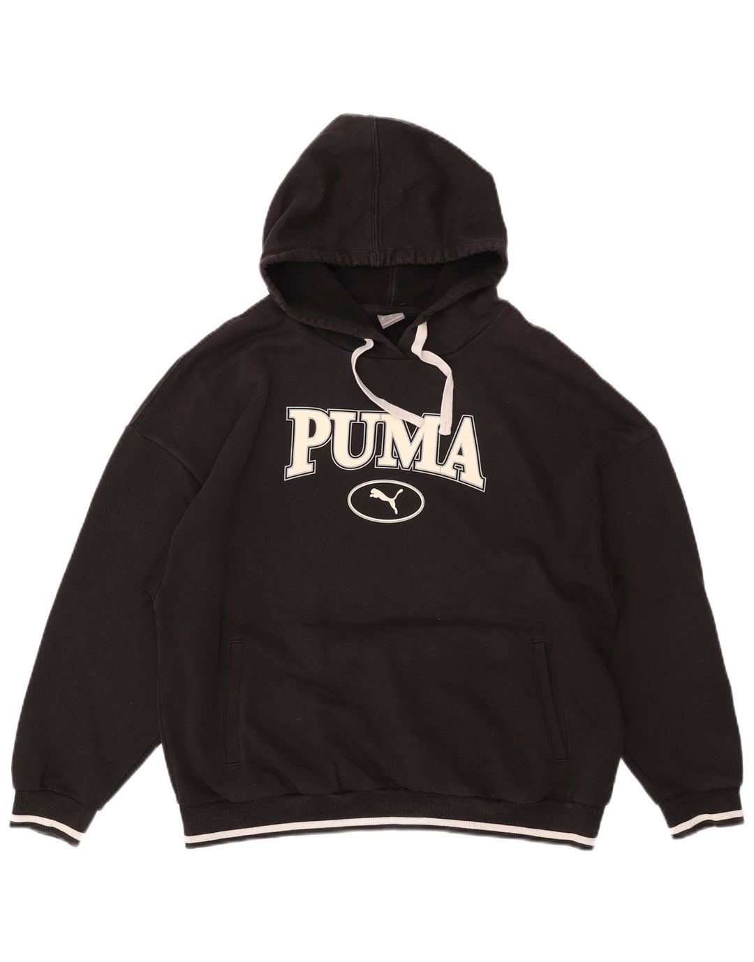 Damski sweter z kapturem i grafiką PUMA UK 16, duży, czarny, bawełniany