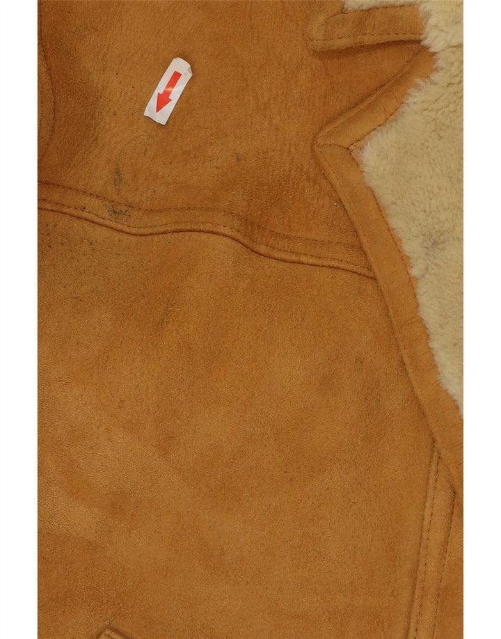 Vintage męska kurtka shearling IT 54 2XL brązowa skóra