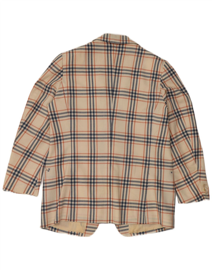 Vintage męska marynarka zapinana na 2 guziki UK 38, średnia złamana biała kratka