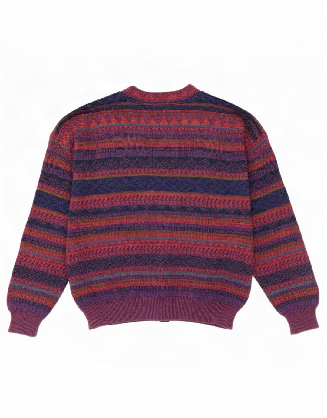 Męski sweter rozpinany w stylu vintage IT 50 Średni wielobarwny geometryczny