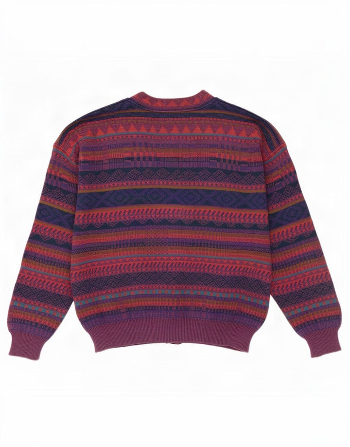 Męski sweter rozpinany w stylu vintage IT 50 Średni wielobarwny geometryczny