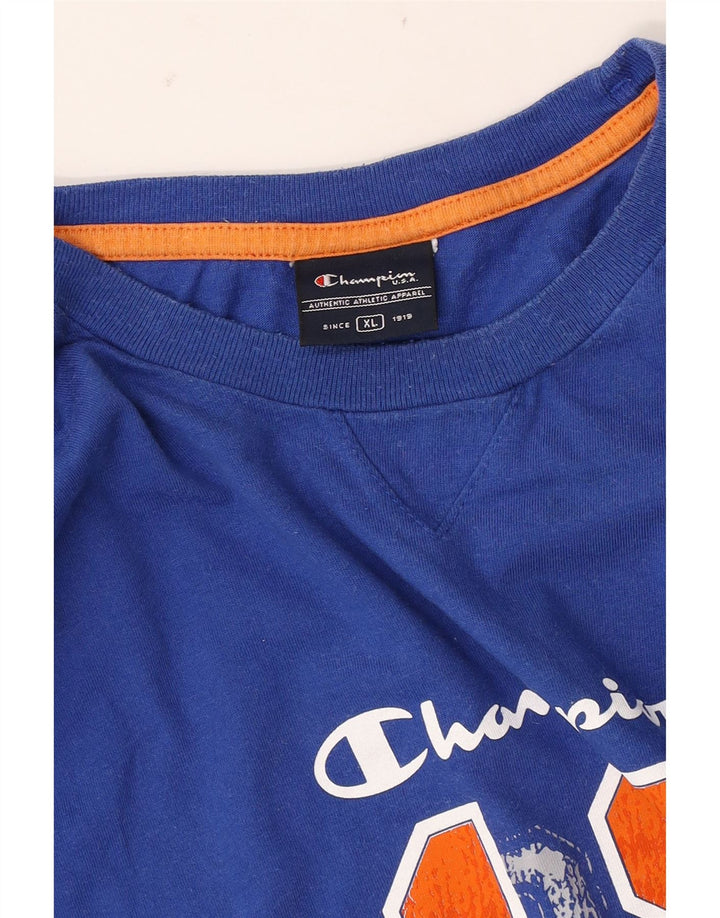 Męska koszulka z grafiką Champion XL, niebieska