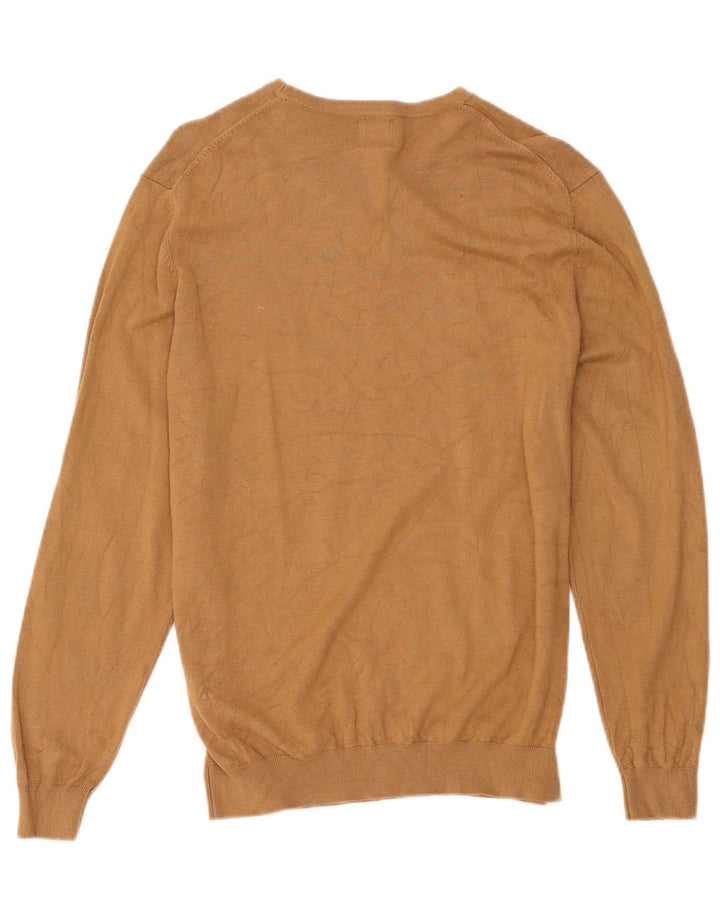 Męski sweter Zara z dekoltem w łódkę, średni beż, wiskoza