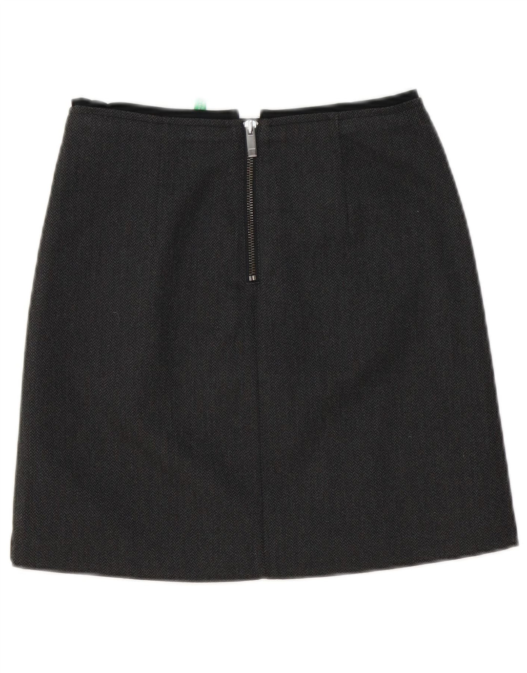 Damska spódniczka mini Benetton UK 6 XS W27 Szara, poliester w jodełkę