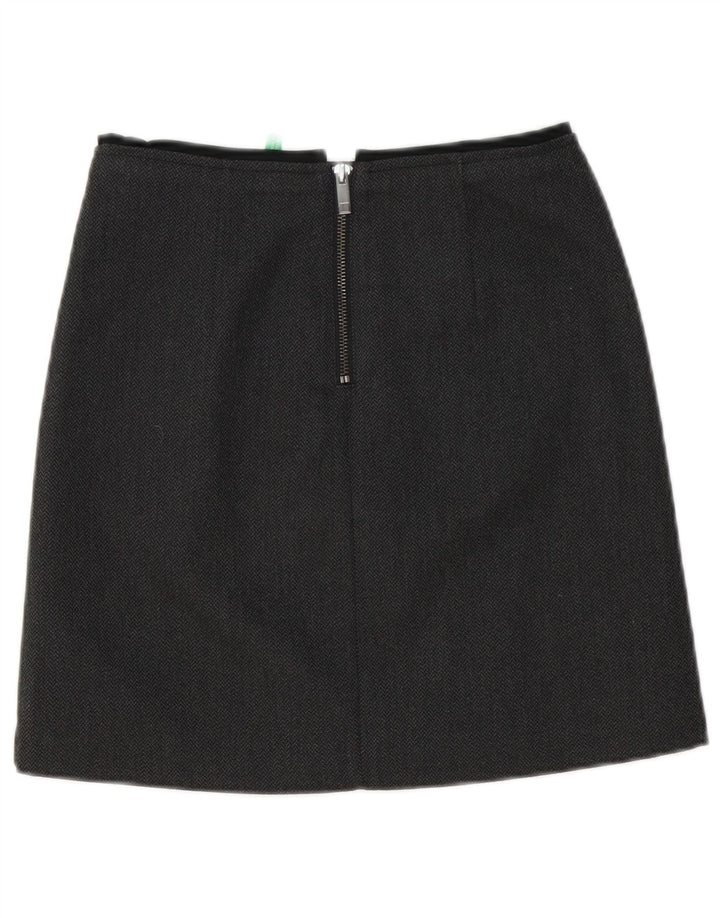 Damska spódniczka mini Benetton UK 6 XS W27 Szara, poliester w jodełkę