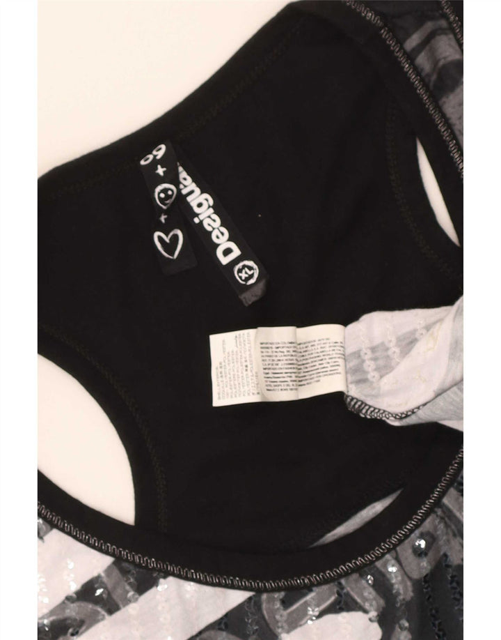 Damski top Desigual z grafiką, UK 18 XL, czarny poliester
