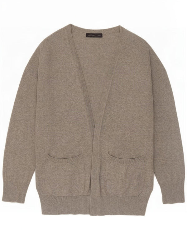 Marks & Spencer Womens Oversized Cardigan Sweater UK 10 Small Grey Cotton