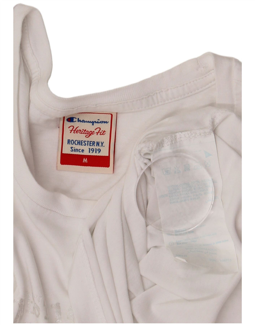 Damska koszulka Champion Herritage Fit Graphic Top UK 12, średnia biała bawełna