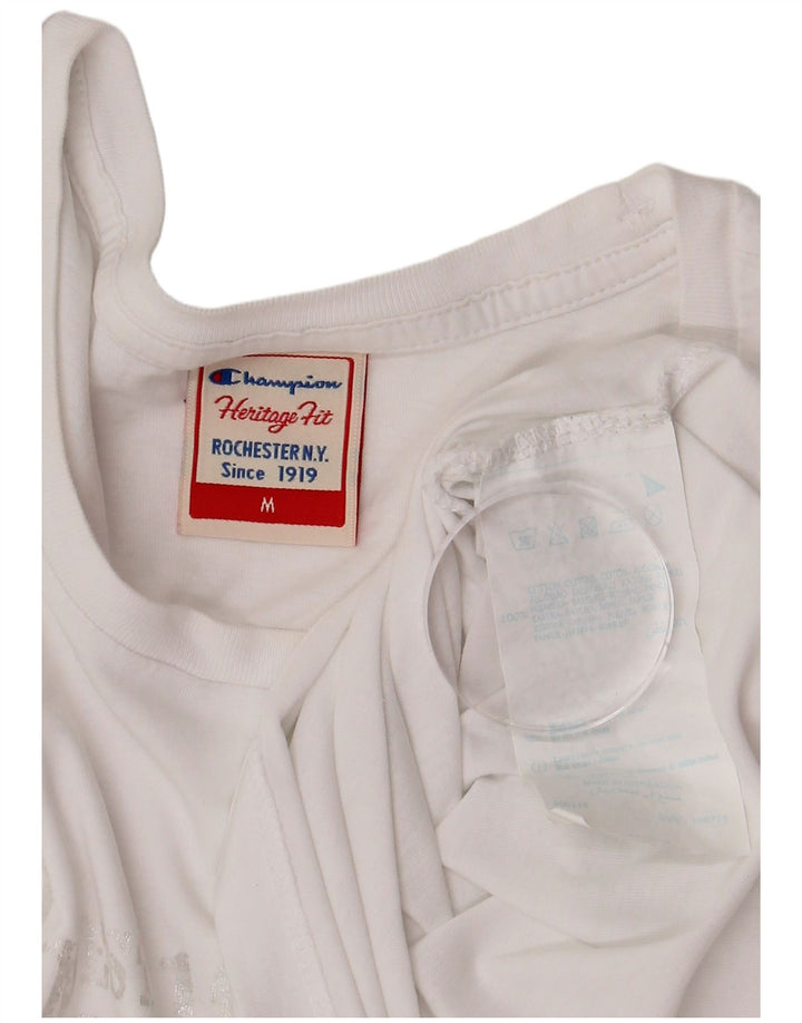 Damska koszulka Champion Herritage Fit Graphic Top UK 12, średnia biała bawełna