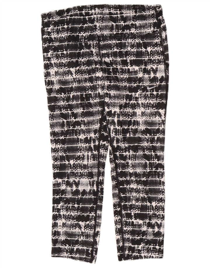 Damskie legginsy Nike Capri UK 12, średni czarny geometryczny poliester