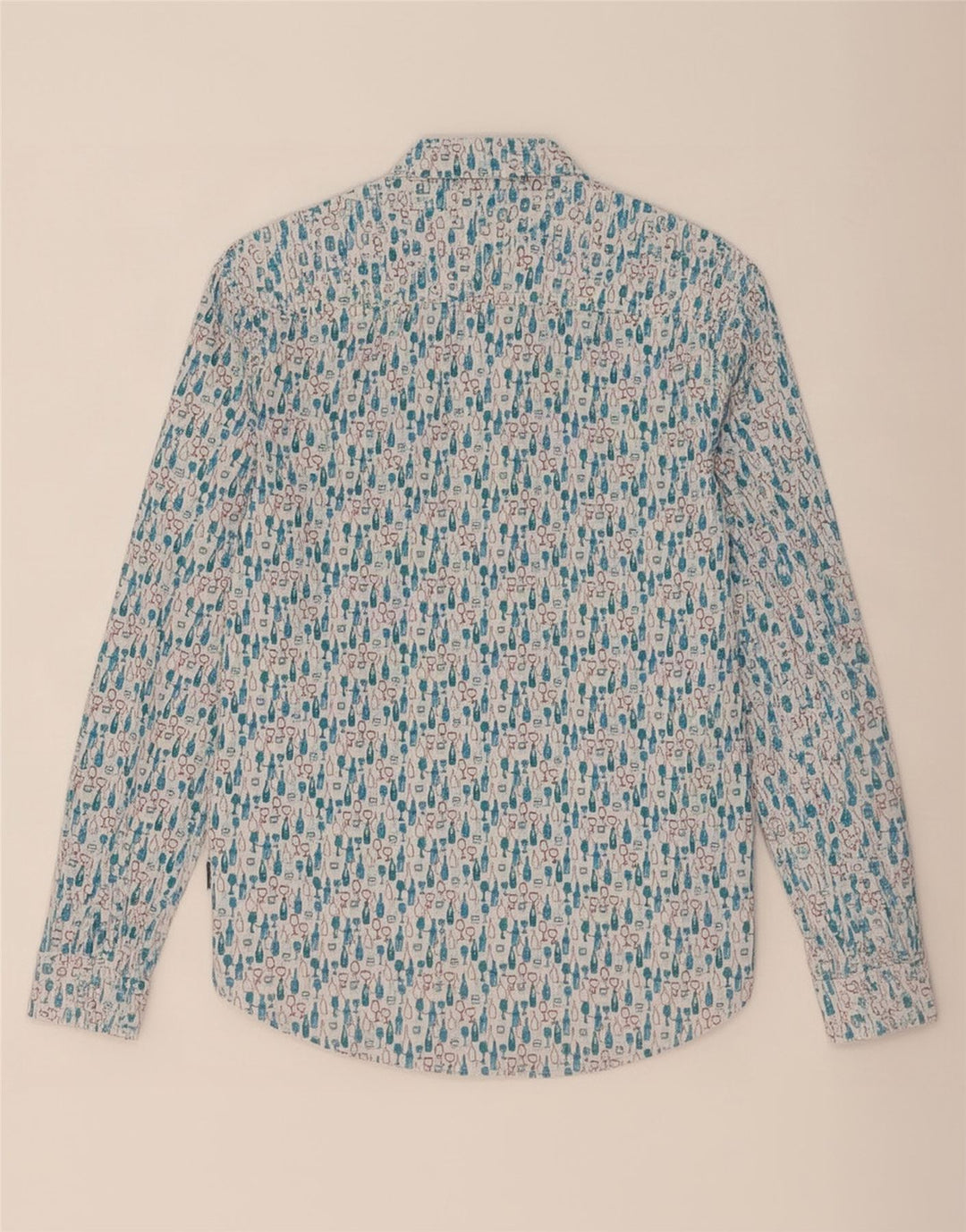 Koszula męska White Stuff Slim Fit w abstrakcyjny wzór, mała, niebieska, bawełniana