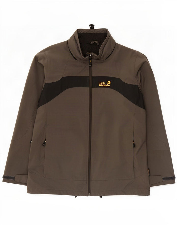 Męska kurtka przeciwdeszczowa Jack Wolfskin UK 36/38 Średni szary, blokowy poliamid