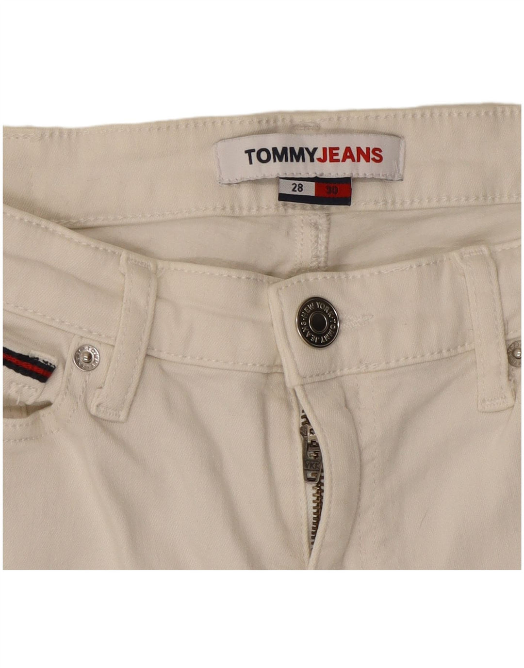 Damskie jeansy przycięte Tommy Hilfiger W28 L25 Biała bawełna