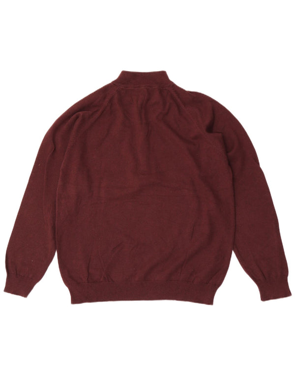 Męski sweter Marks & Spencer w kolorze niebieskim i zapinanym na guziki, średni bordowy