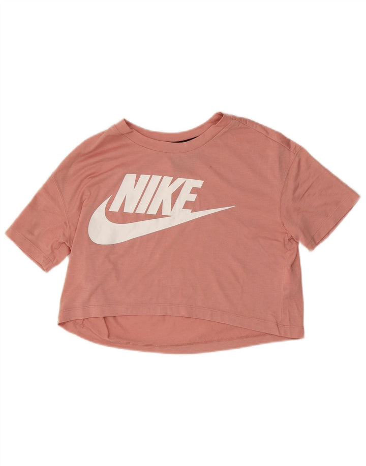 Damska koszulka NIKE Crop Graphic Top UK 10, mały, różowy poliester