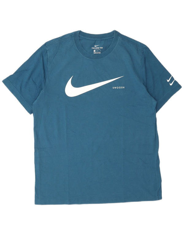 Męski T-shirt z grafiką NIKE, duży, niebieski, bawełniany