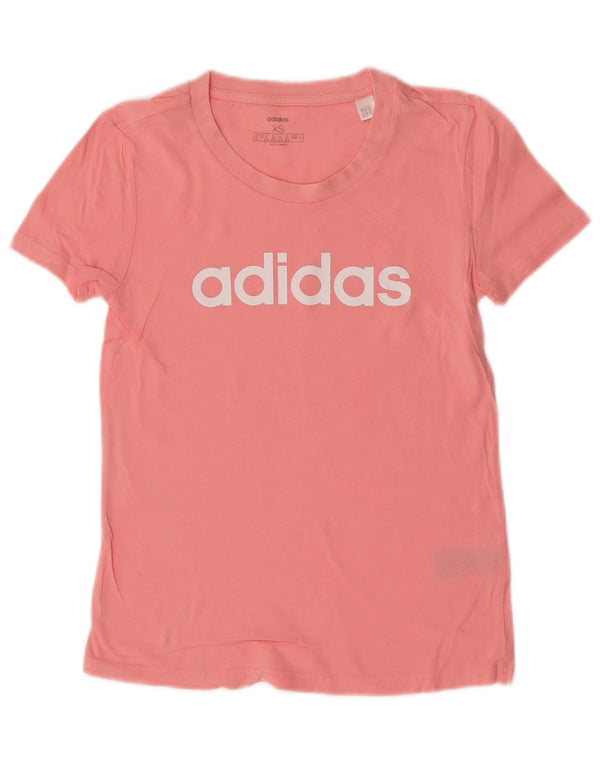 Adidas Womens Graphic T-Shirt Top UK 4/6 XS Pink Cotton