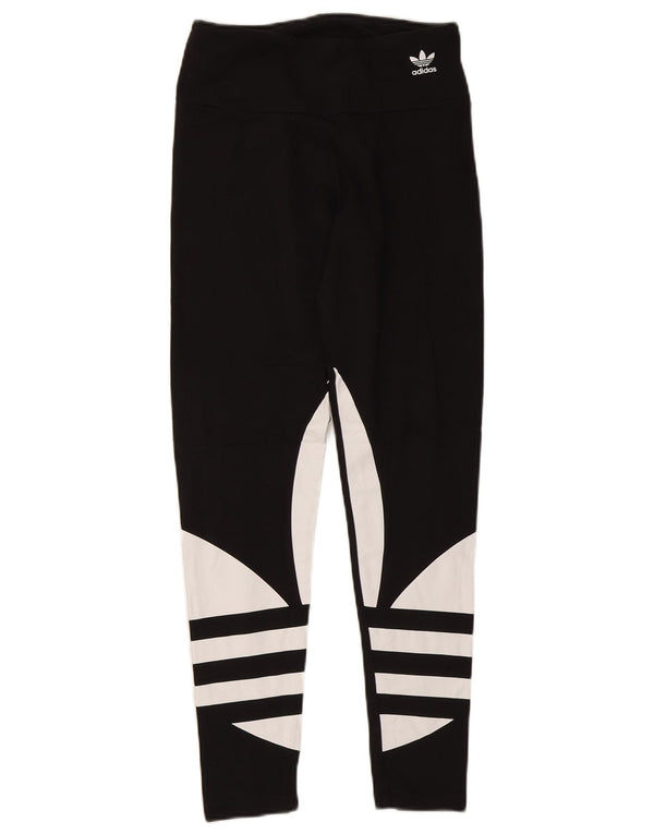Damskie legginsy Adidas Graphic UK 12 Średnia czarna bawełna z blokami kolorów