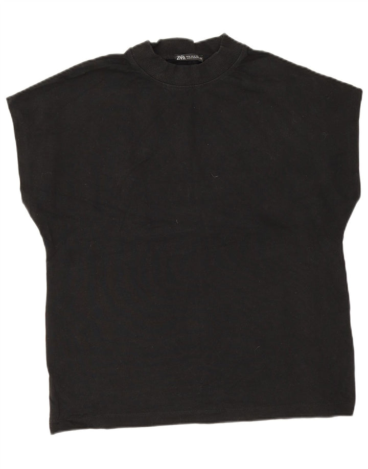 T-shirt damski Zara Top UK 14, średni czarny, bawełniany