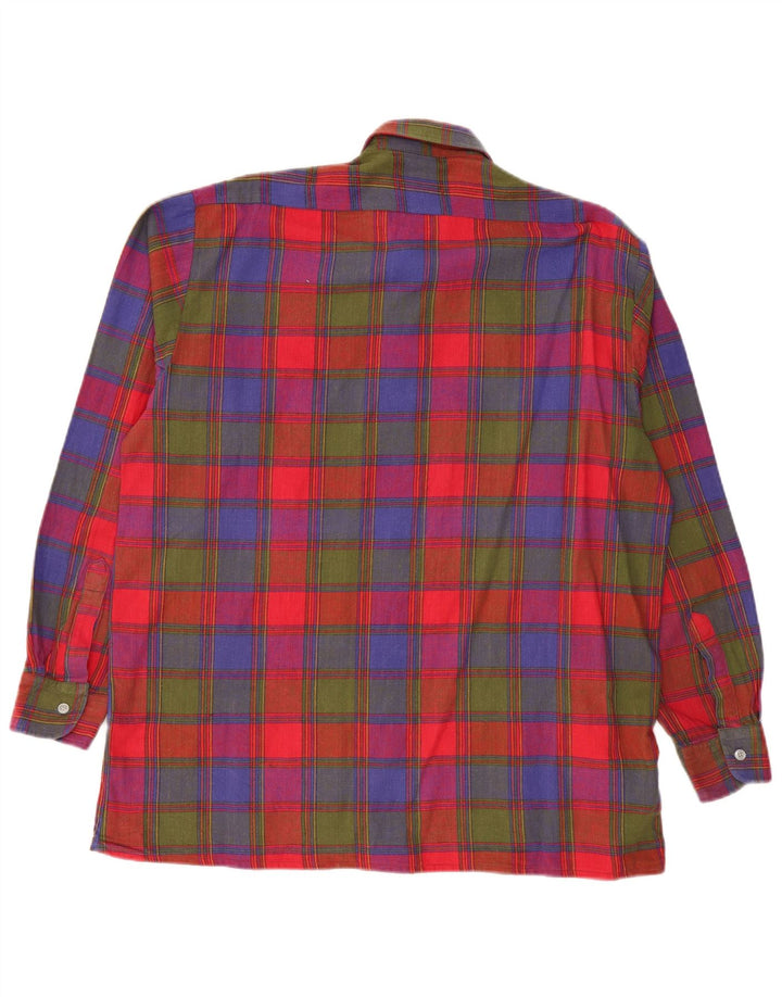 Męska koszula flanelowa VINTAGE rozmiar 41/42, duża, wielobarwna, bawełniana krata