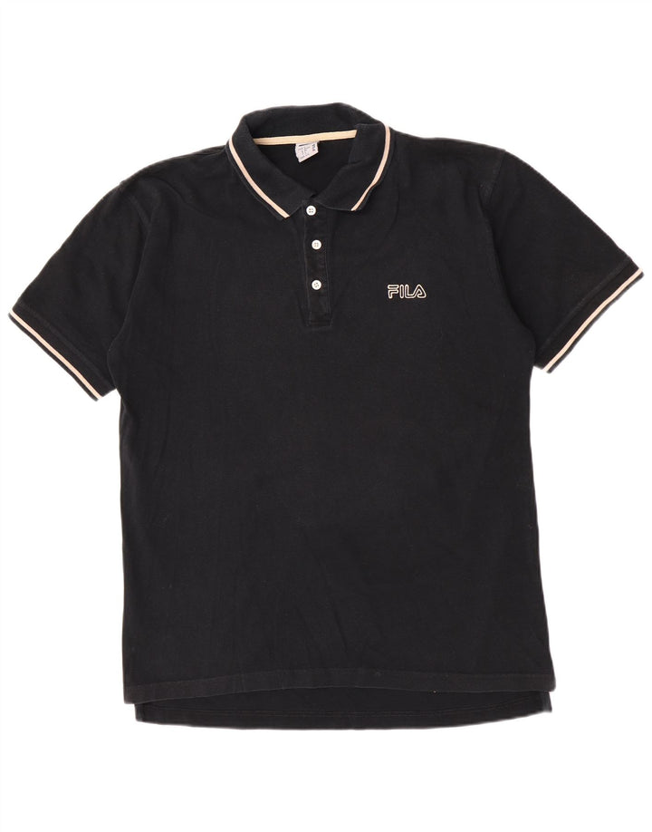 Męska koszulka polo Fila, duża, czarna, bawełniana w paski
