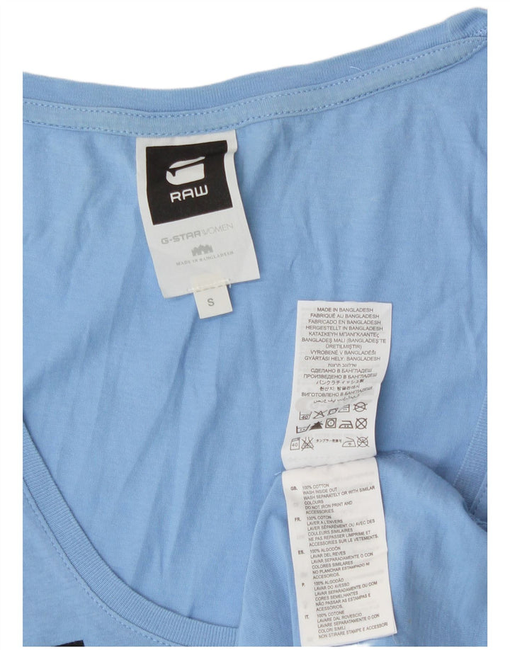 G-Star Womens Longline Graphic Vest Top Small Blue Cotton